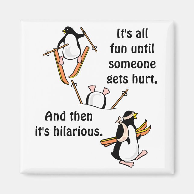 Penguin Ski Adventure Magnet (Front)