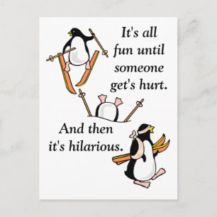 Penguin Ski Adventure Postcard