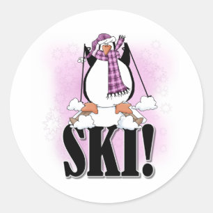 Penguin Ski Classic Round Sticker