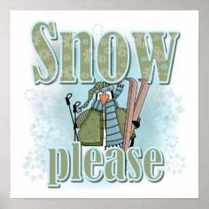 Penguin Ski Snow Please T-shirts and Gifts Poster