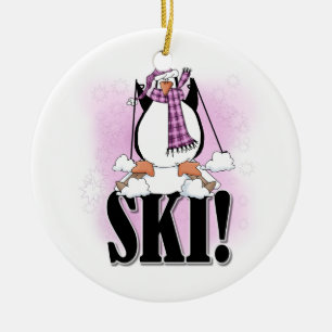 Penguin Ski Tshirts and Gifts Ceramic Tree Decoration
