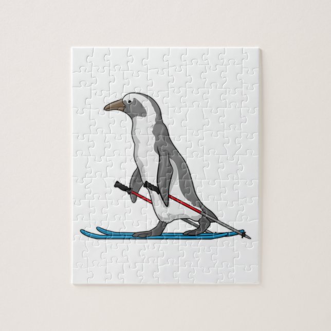 Penguin Skier Ski Jigsaw Puzzle (Vertical)