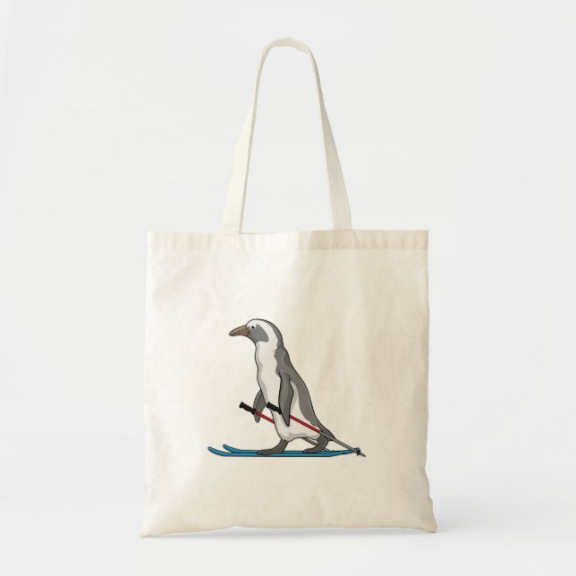 Penguin Skier Ski Tote Bag (Front)