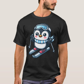 Penguin Skier Winter Sports Adventure retro T-Shirt