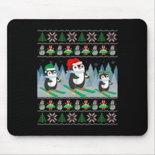 Penguin Skiing Ugly Christmas Sweater Sports Pengu Mouse Mat