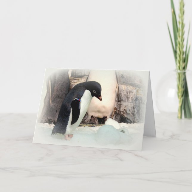 Penguin Snowball Fight Christmas Card 2 (Front)