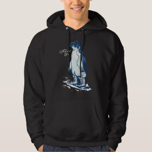 Penguin Snowboarding Listen To Music And Chill Hoodie