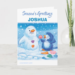 Penguin & Snowman medium Christmas card
