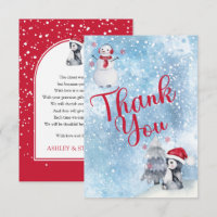 Penguin Snowman Winter Baby Shower Thank You