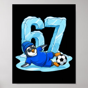Penguin Soccer 67 Ice Slide Funny Winter Sports  Poster