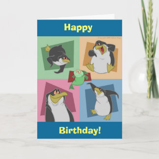 Penguin Squares Birthday Card