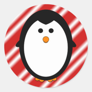 Penguin stripes classic round sticker