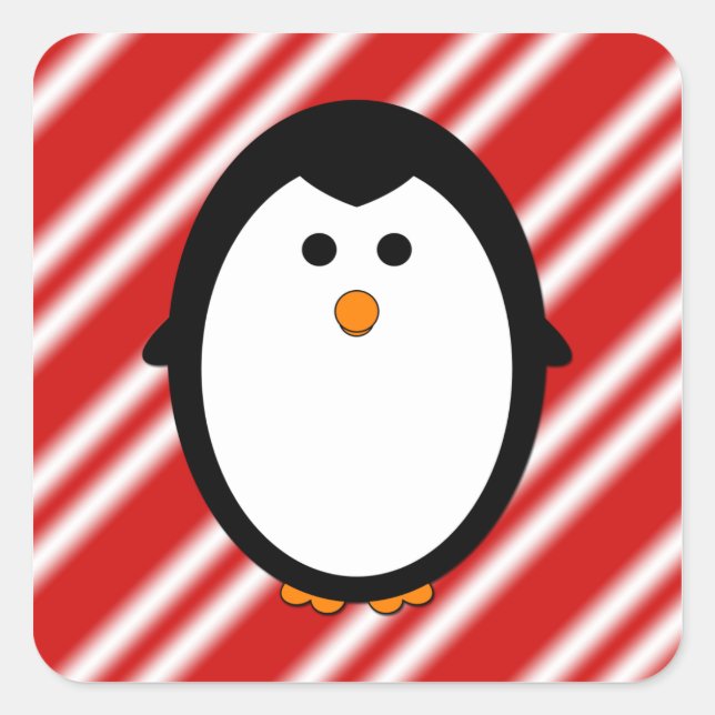 Penguin stripes square sticker (Front)