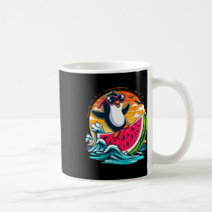 Penguin Sungles Watermelon Surfing Summer Sunset S Coffee Mug