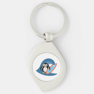 Penguin surfer key ring