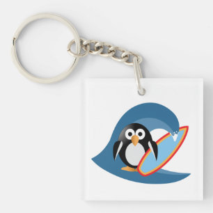 Penguin surfer key ring