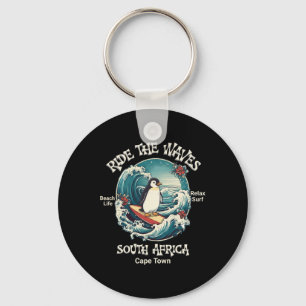 Penguin Surfing Waves South Africa Cape Cod Surfs Key Ring