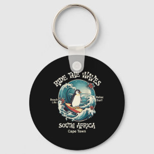 Penguin Surfing Waves South Africa Cape Cod Surfs Key Ring