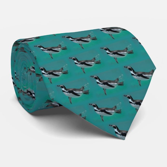 Penguin Swimming Frenzy Tie (Rolled)