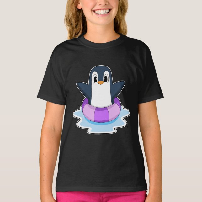 Penguin Swimming Lifebuoy T-Shirt (Front)