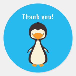 Penguin Thank you Classic Round Sticker