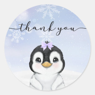Penguin Thank you Favour  Classic Round Sticker