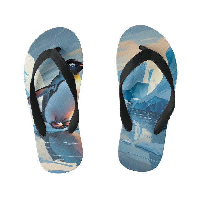 Penguin Themed Kid's Flip Flops (Footbed)