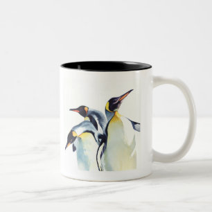"Penguin Trio" Wildlife Watercolor Art Two-Tone Coffee Mug