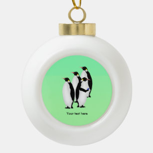 Penguin Using A Mobile Phone Ceramic Ball Christmas Ornament