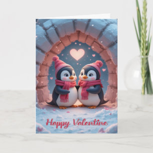 Penguin Valentine Cute Winter Love Couple  Card