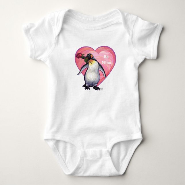 Penguin Valentine's Day Baby Bodysuit (Front)