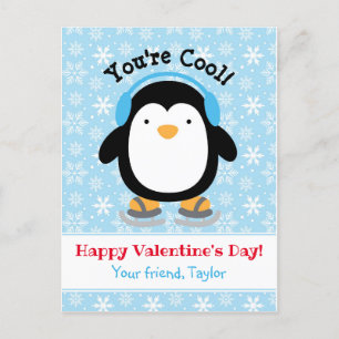 Penguin Valentines Day Cards (Kids) - Personalised