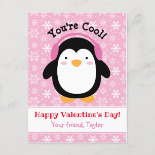 Penguin Valentines Day Cards (Kids) Pink Girls
