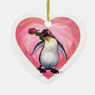 Penguin Valentine's Day Ceramic Tree Decoration