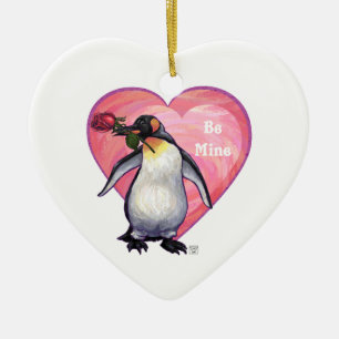 Penguin Valentine's Day Ceramic Tree Decoration