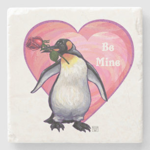 Penguin Valentine's Day Stone Coaster