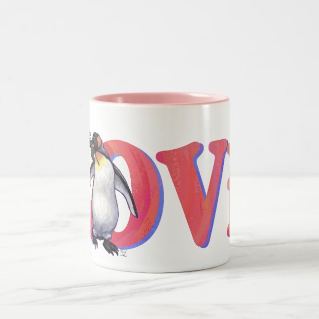 Penguin Valentine's Day Two-Tone Coffee Mug (Center)