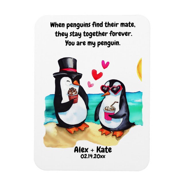 Penguin Valentines  Magnet (Vertical)