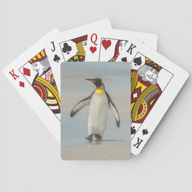 Penguin walking on the beach playing cards (Back)