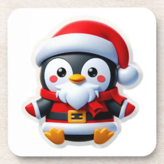 Penguin wearing a Santa suit Coaster