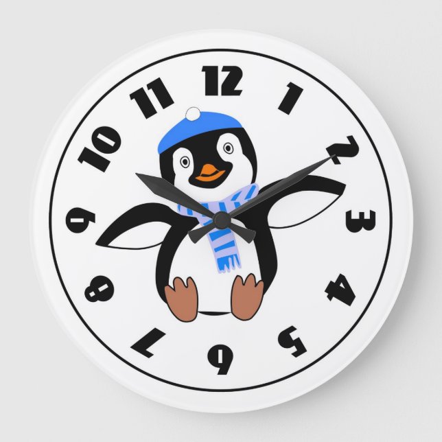 Penguin Wearing A Scarf Clock (Front)