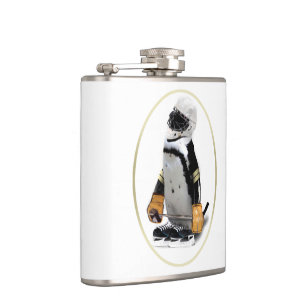 Penguin Wearing Hockey Gear Hip Flask