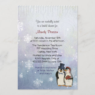 Penguin Wedding Bridal Shower Invitation