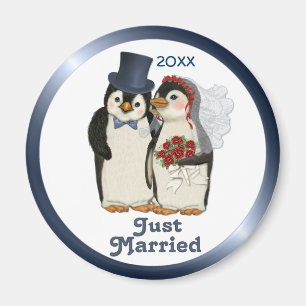 Penguin Wedding Bride and Groom Tie - Customise Magnet