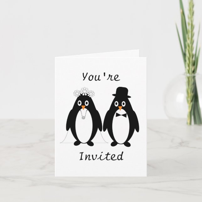 Penguin Wedding Invitation (Front)
