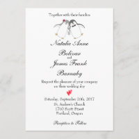 Penguin Wedding Invitation Modern Stylish Cute