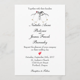 Penguin Wedding Invitation Modern Stylish Cute
