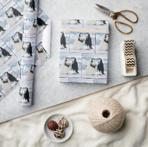 Penguin Wedding on an Arctic Glacier Wrapping Paper