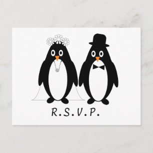 Penguin Wedding RSVP Postcard Insert
