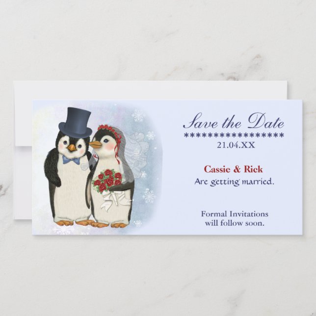 Penguin Wedding Save The Date (Front)